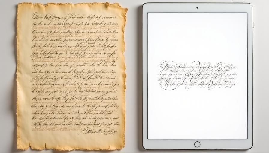 Side by side comparison of 19th century handwriting and ScriptMind AI generated script